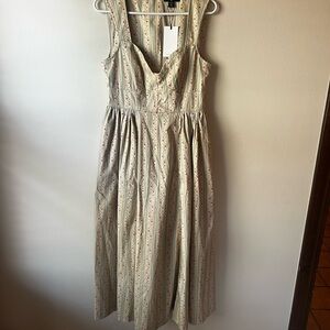 7 For All Mankind Cream Maxi Dress with Pink Floral Stripes